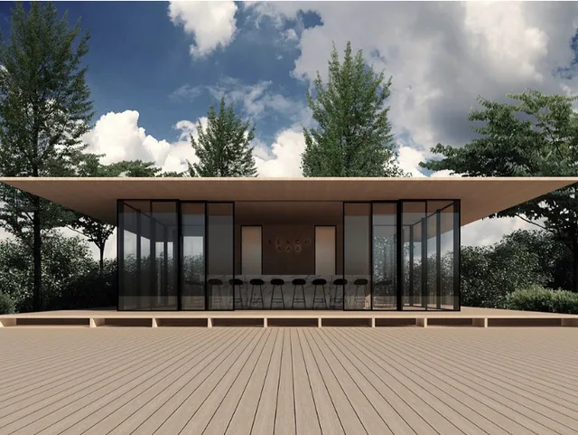 Hill Residence in Dilijan, modern house and terrace visualization